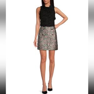 New Abbey Glass Jessica Floral Jacquard High Rise Mini Skirt size Large